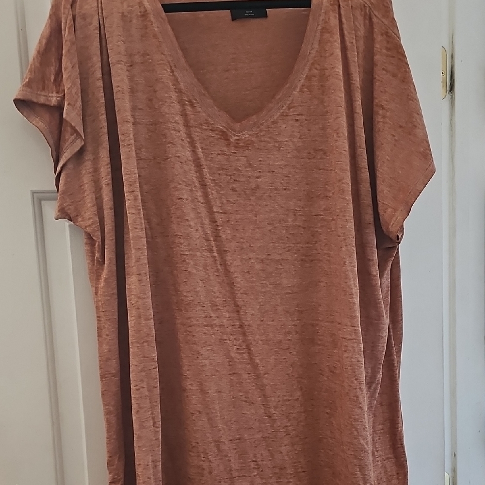 Lane Bryant Rust Short Sleeve V-Neck Top